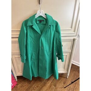 Ralph Lauren Black‎ Label Green Trench Coat Hooded 100% Cotton EUC Elegant Small